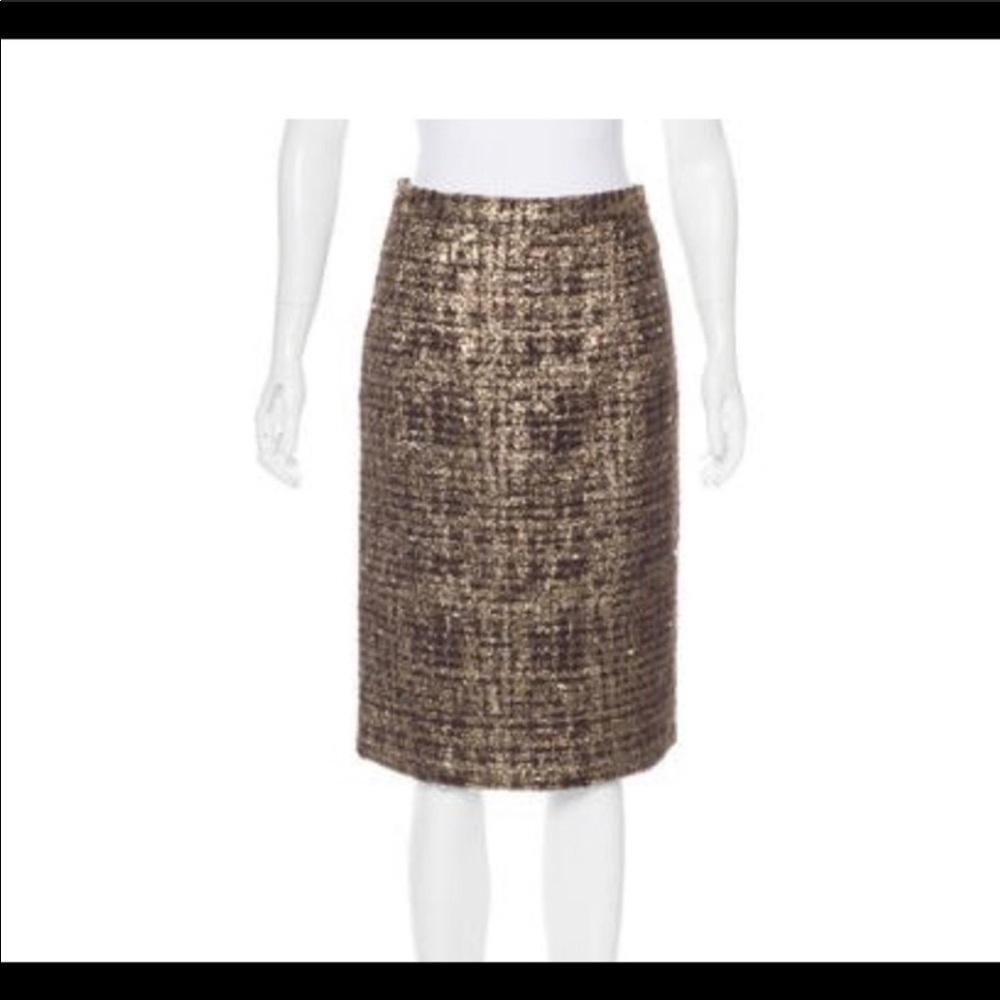 Alice & Olivia Metallic Pencil Skirt
